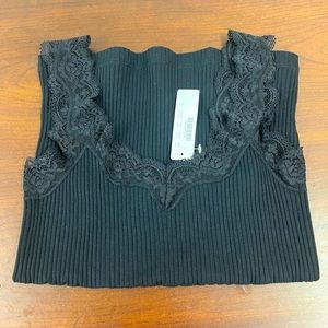JCrew Black Lace Trim Tank Top Size XS